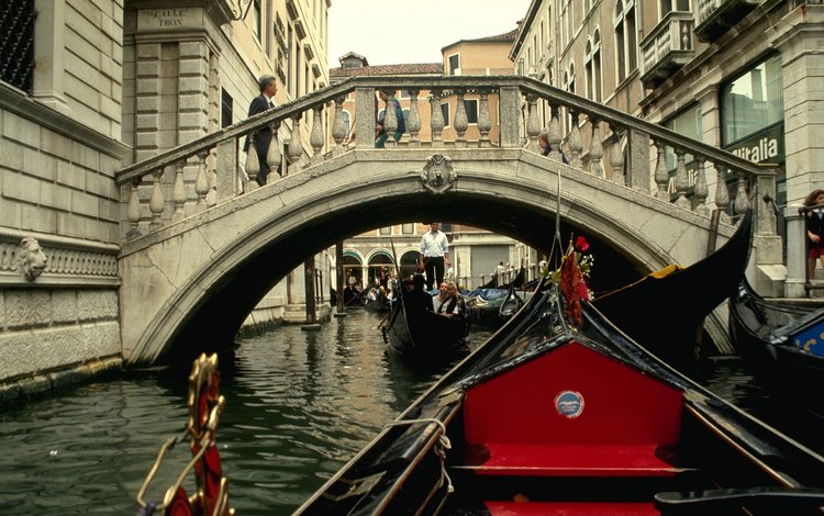 мост, венеция, италия, гандолы, bridge, venice, italy, gandoli