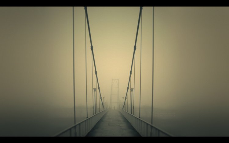 туман, мост, город, fog, bridge, the city