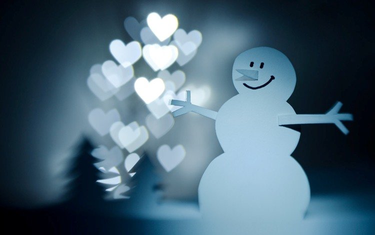 новый год, зима, снеговик, сердечки, новогоднее настроение, new year, winter, snowman, hearts, christmas mood