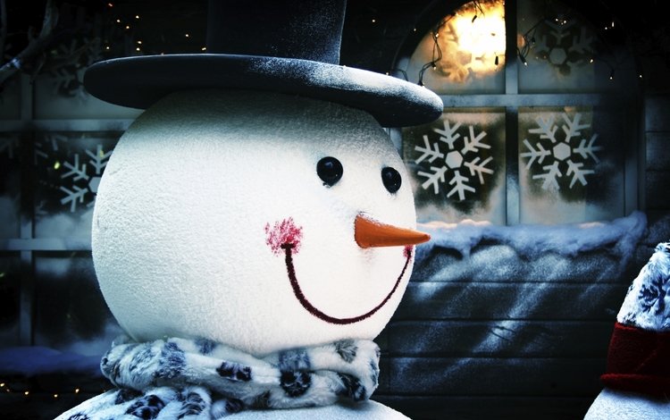 новый год, зима, снежинки, снеговик, new year, winter, snowflakes, snowman