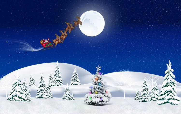 арт, праздник, снег, упряжка, новый год, санта клаус, елка, новогодние олени, зима, подарки, сани, олени, art, holiday, snow, team, new year, santa claus, tree, christmas reindeer, winter, gifts, sleigh, deer