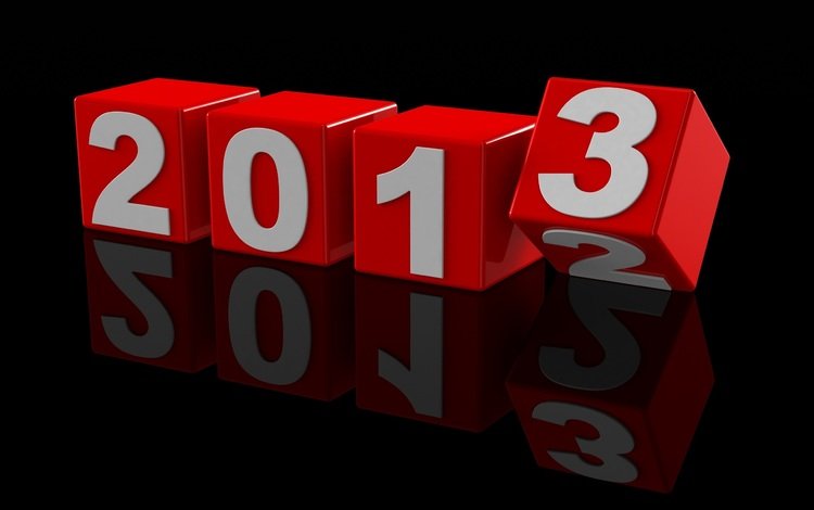 новый год, отражение, кубики, цифры, поверхность, 2013, new year, reflection, cubes, figures, surface