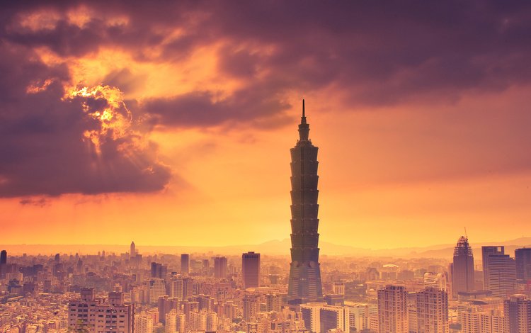 закат, башня, тайвань, sunset, tower, taiwan