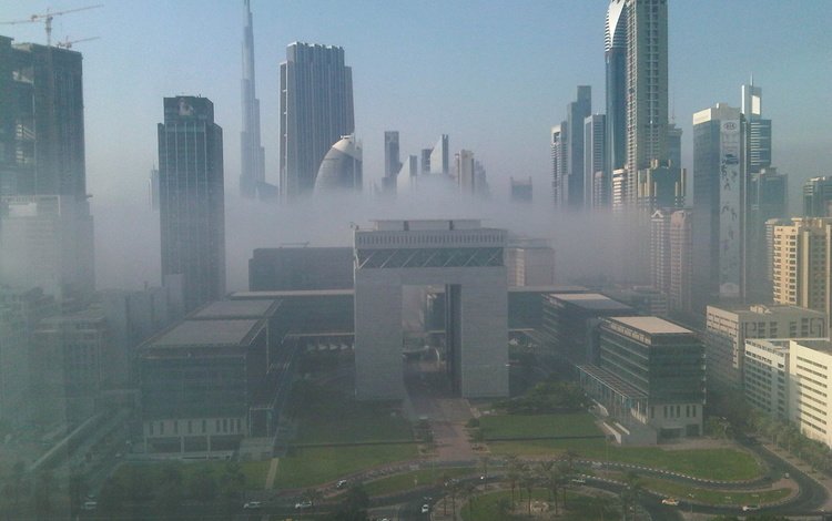 туман, небоскребы, дубай, fog, skyscrapers, dubai