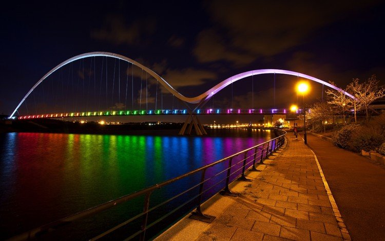 ночь, река, мост, night, river, bridge