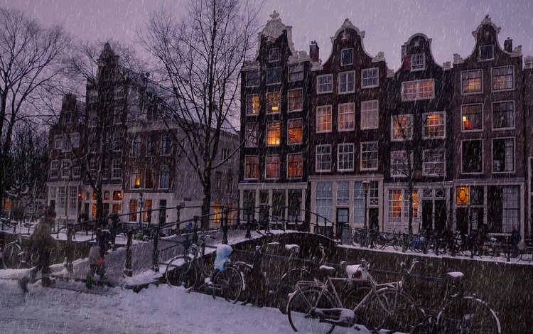 снег, зима, амстердам, snow, winter, amsterdam