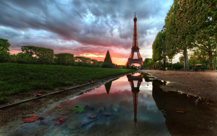 отражение, париж, франция, эйфелева башня, reflection, paris, france, eiffel tower