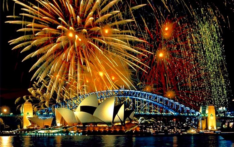 новый год, море, мост, сидней, австралия, фейерверк, сиднейский оперный театр, new year, sea, bridge, sydney, australia, fireworks, sydney opera house