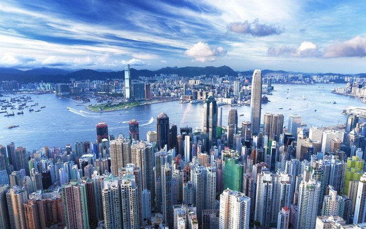 небоскребы, мегаполис, гонконг, деловой центр, skyscrapers, megapolis, hong kong, business center