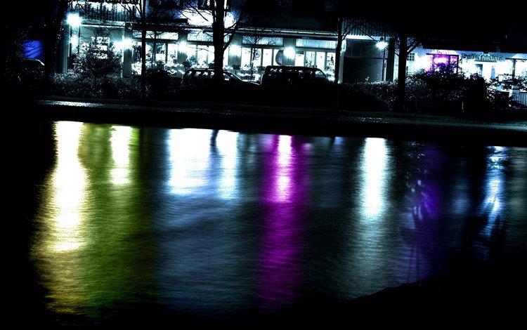 фонари, вечер, цвета, разноцветные, город, lights, the evening, color, colorful, the city