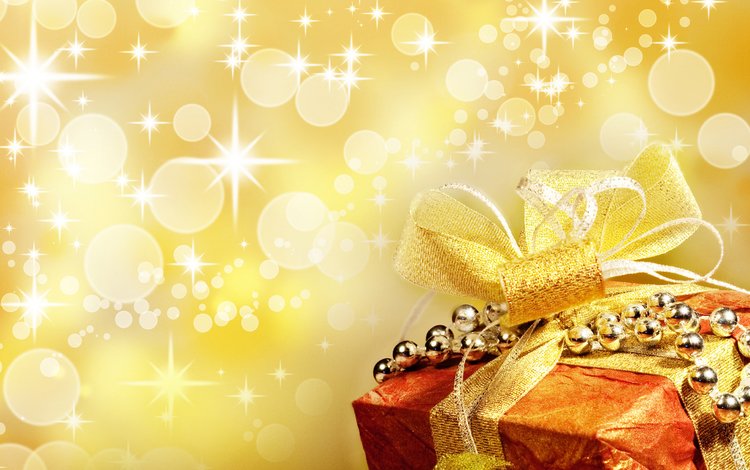 новый год, зима, блики, подарок, ленточка, золотой, new year, winter, glare, gift, ribbon, gold