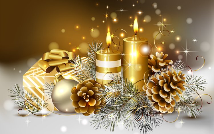 свечи, новый год, зима, праздник, шишки, candles, new year, winter, holiday, bumps