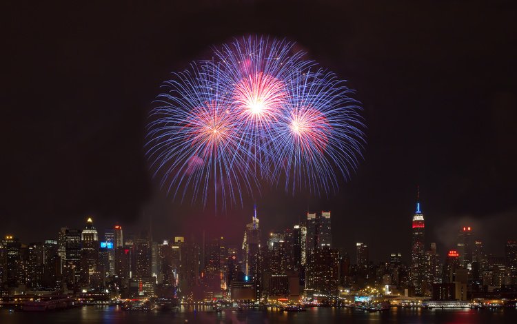 ночь, салют, город, нью-йорк, фейерверк, night, salute, the city, new york, fireworks
