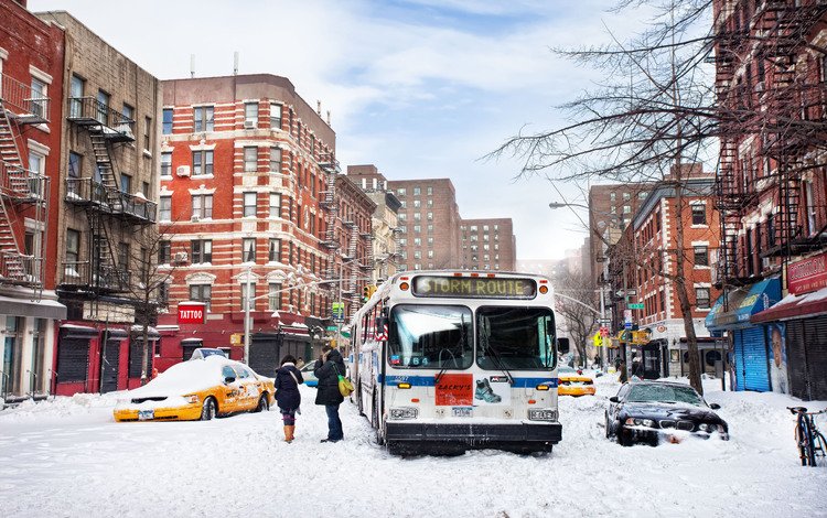 снег, зима, улица, нью-йорк, snow, winter, street, new york