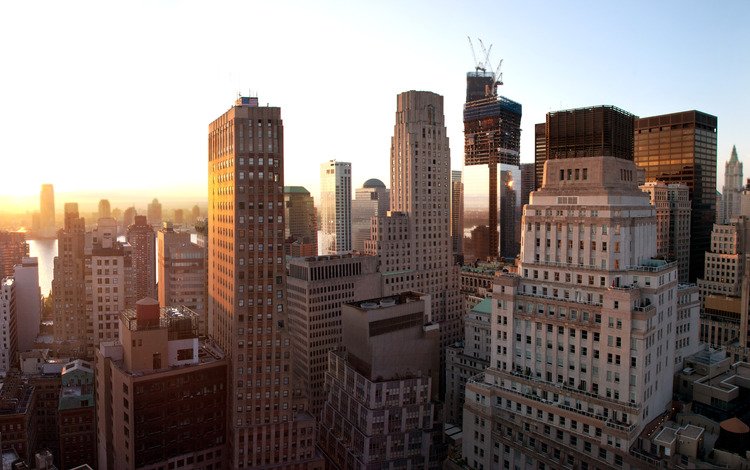 закат, небоскребы, нью-йорк, sunset, skyscrapers, new york