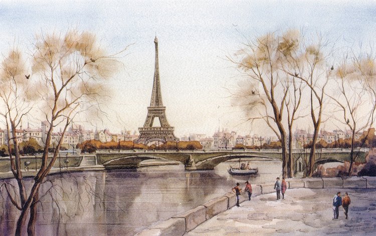 река, париж, набережная, франция, эйфелева башня, сена, river, paris, promenade, france, eiffel tower, hay