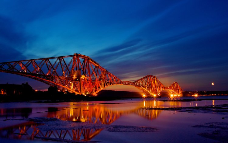 огни, река, мост, шотландия, конструкция, lights, river, bridge, scotland, design