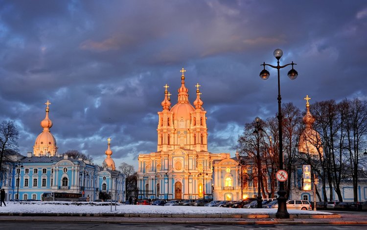 зима, фонарь, санкт-петербург, смольный собор, winter, lantern, saint petersburg, smolny cathedral