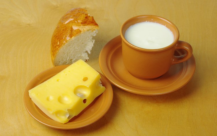 стол, сыр, хлеб, молоко, чашки, блюдца, table, cheese, bread, milk, cup, saucers