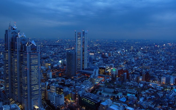 ночь, япония, небоскребы, мегаполис, токио, night, japan, skyscrapers, megapolis, tokyo