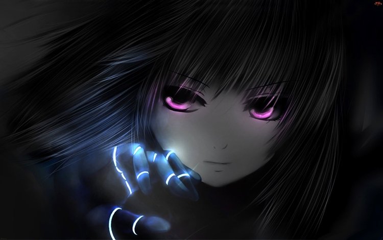 девушка, черный фон, фиолетовые глаза, girl, black background, violet eyes