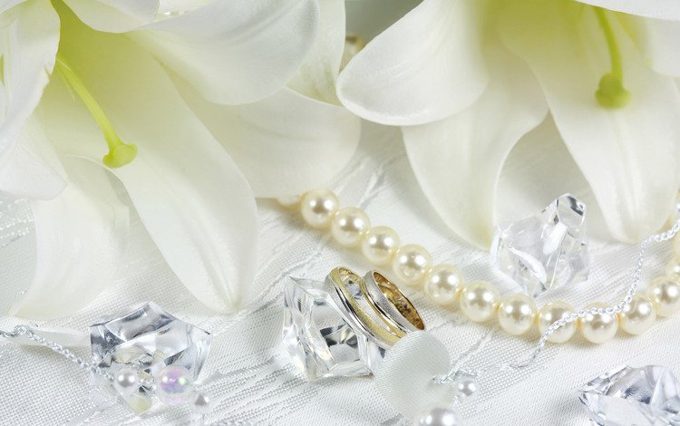 kolca, цветы, жемчужины, белые, zhemchuzhiny, kristall, бусы, кольца, лилии, кристаллы, cvety, belye, busy, lilii, flowers, pearls, white, beads, ring, lily, crystals