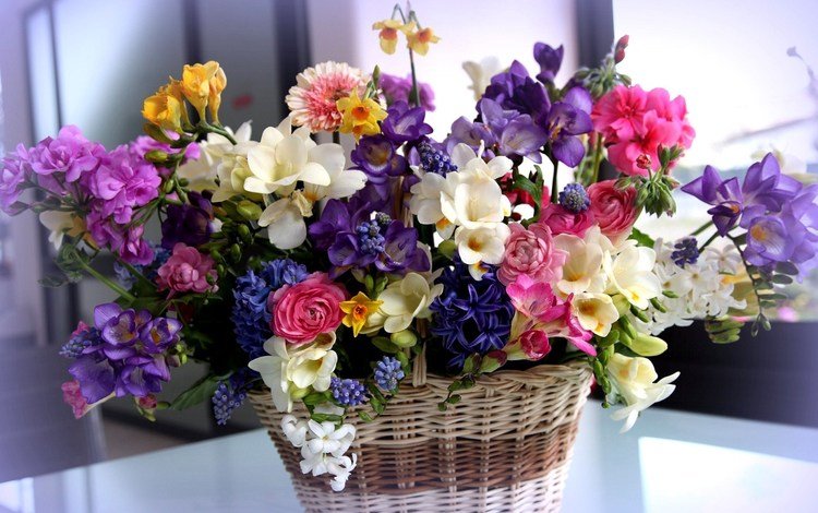 цветы, korzinka, buket, букет, krasivye, raznye, корзина, ranunkulyus, яркие, красивые, корзинка, разные, деревье, cvety, flowers, bouquet, basket, bright, beautiful, different, f
