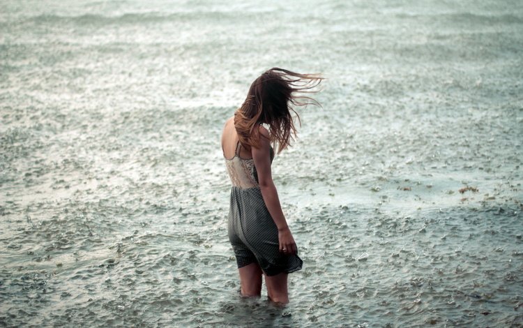 вода, девушка, настроение, одиночество, дождь, ветер, water, girl, mood, loneliness, rain, the wind