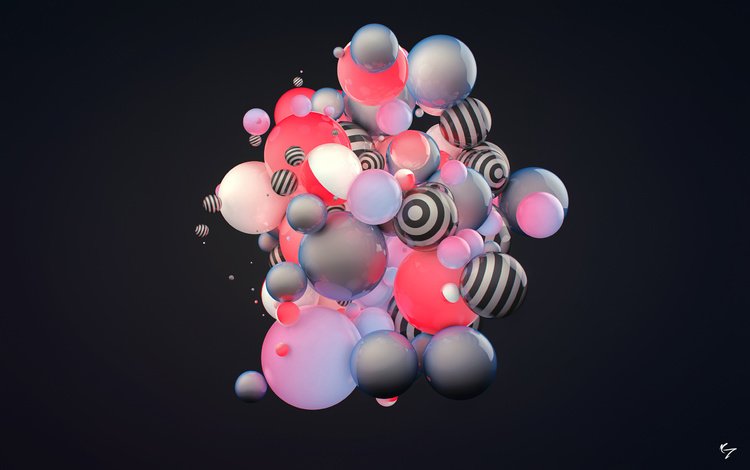 шары, абстракция, рендеринг, 3д, condezine, цвета. полосы, balls, abstraction, rendering, 3d, color. strip