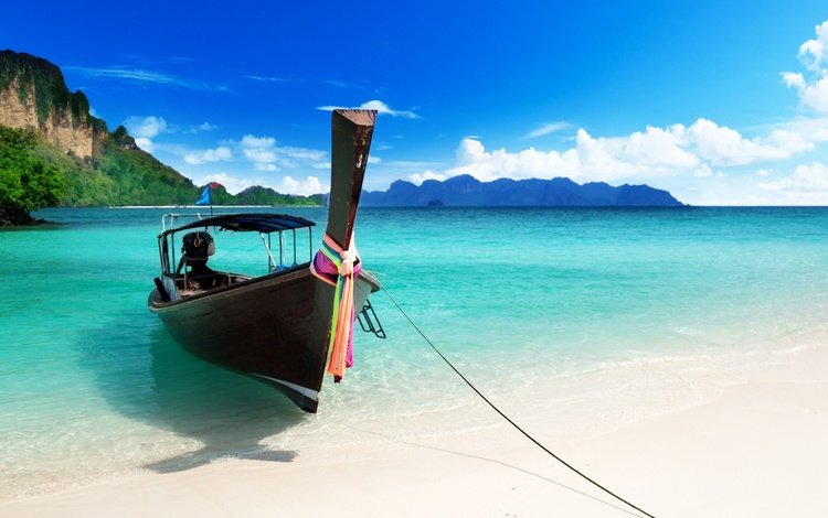 песок, пляж, лодка, тропики, роскошь, sand, beach, boat, tropics, luxury