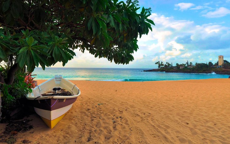 песок, пляж, лодка, тропики, sand, beach, boat, tropics