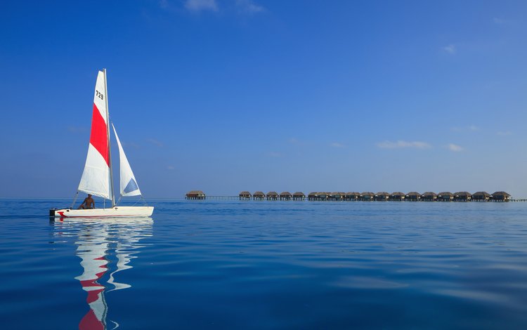 яхта, бунгало, тропики, мальдивы, yacht, bungalow, tropics, the maldives