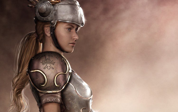 арт, девушка, шлем, фэнтези, профиль, броня, art, girl, helmet, fantasy, profile, armor
