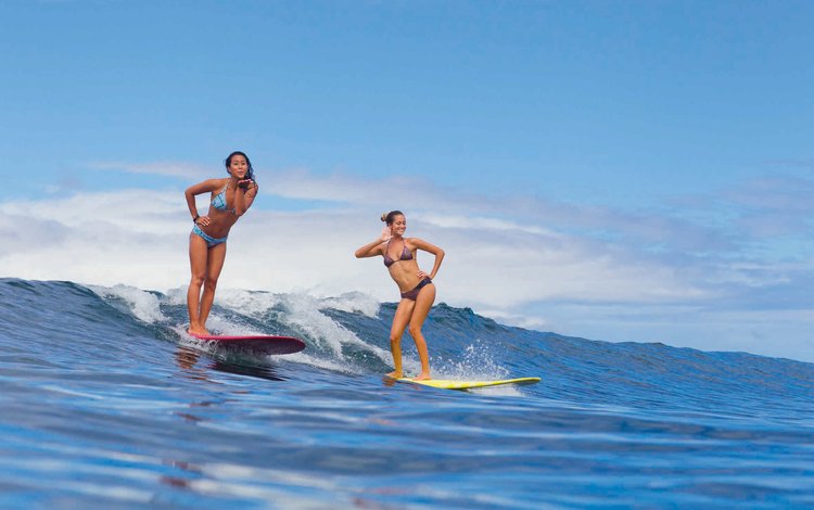 девушки, серфинг, тропики, мальдивы, girls, surfing, tropics, the maldives