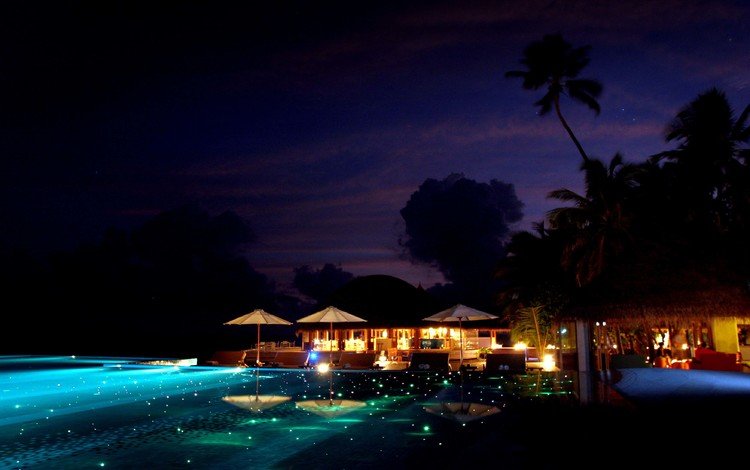 вечер, пальмы, тропики, мальдивы, the evening, palm trees, tropics, the maldives