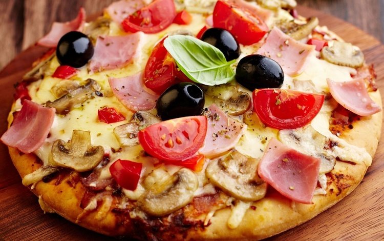 сыр, помидоры, оливки, пицца, ветчина, шампиньоны, cheese, tomatoes, olives, pizza, ham, mushrooms