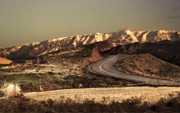 дорога, горы, природа, поле, иран, road, mountains, nature, field, iran