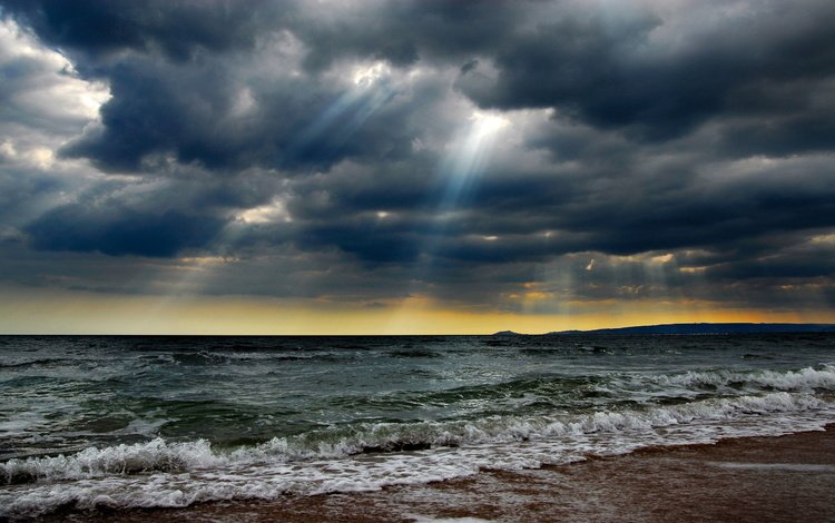 небо, природа, тучи, море, пляж, горизонт, прибой, the sky, nature, clouds, sea, beach, horizon, surf