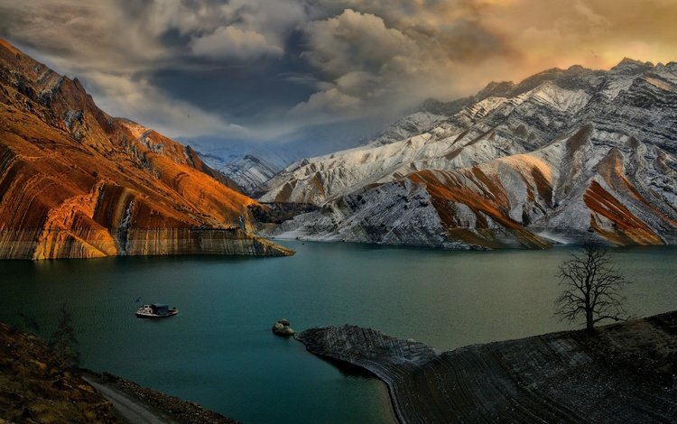 небо, облака, озеро, горы, природа, иран, the sky, clouds, lake, mountains, nature, iran