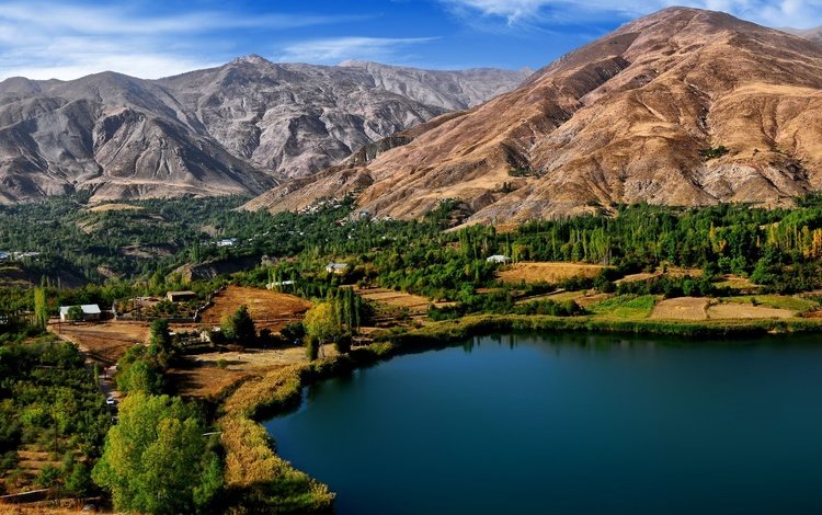 деревья, озеро, горы, иран, ovan lake, trees, lake, mountains, iran