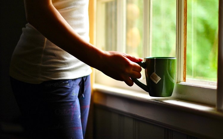 рука, девушка, настроение, утро, окно, чашка чая, hand, girl, mood, morning, window, cup of tea