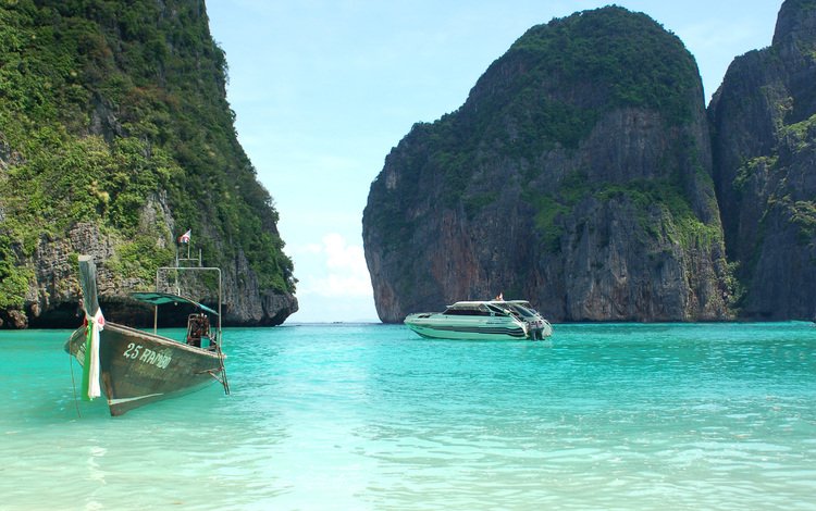 скалы, лодки, таиланд, тропики, rocks, boats, thailand, tropics