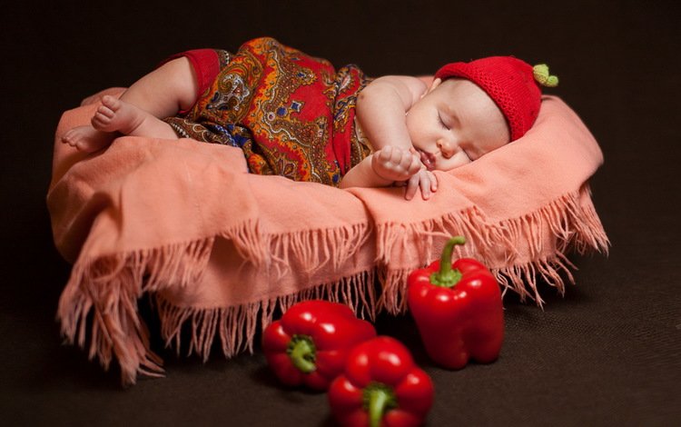красная, сон, дети, младенец, шапочка, платок, перцы, платки, red, sleep, children, baby, cap, shawl, peppers, shawls