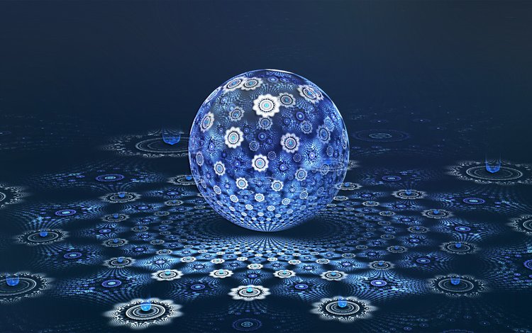 абстракция, сфера, фрактал, 3д, шар.синий, abstraction, sphere, fractal, 3d, ball.blue