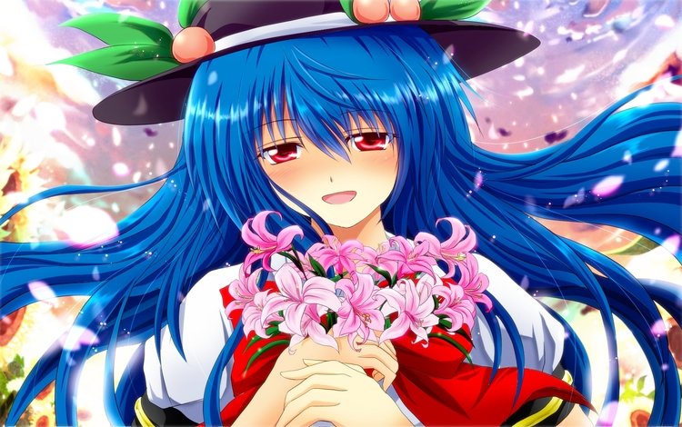 букет, синие волосы, touhou project, bouquet, blue hair