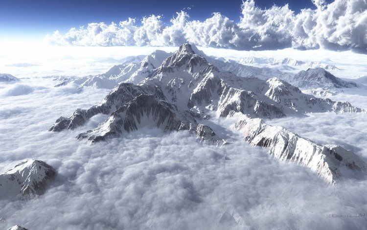 горы, вид, сверху, горы., потрясающий, на альпийские, mountains, view, top, mountains., stunning, alpine