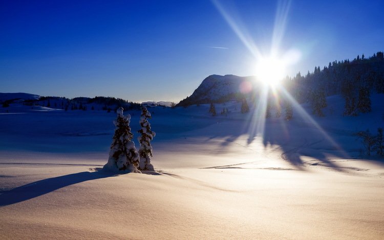горы, солнце, зима, mountains, the sun, winter
