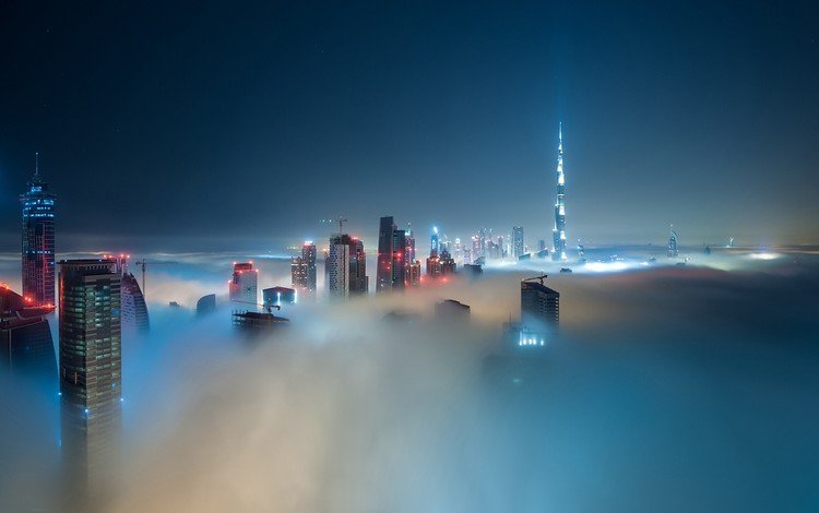 туман, город, fog, the city