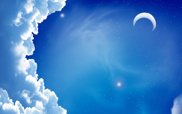 luna, nebo, noch, oblako, minimalizm, mesyac, zve, обьлака, oblaka