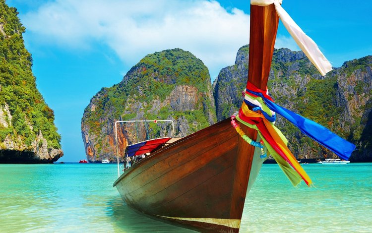 скалы, лодка, таиланд, тропики, rocks, boat, thailand, tropics
